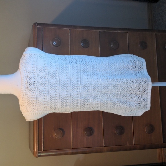 BASS 🌞 Sweater TANK White Crocheted Summer Minimalist Sweater SZ XXL - Picture 5 of 10
